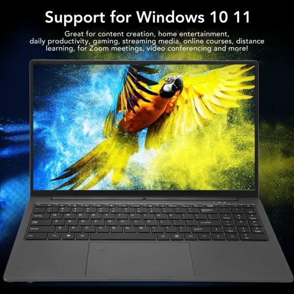 15.6 Inch Laptop, 1920x1080 HD Computer 16GB LPDDR4 2933MHz Running, Lightweight Laptop with Processor N5095 Study Compute Supports 10 11 System (16GB+512GB UK Plug) - Image 9