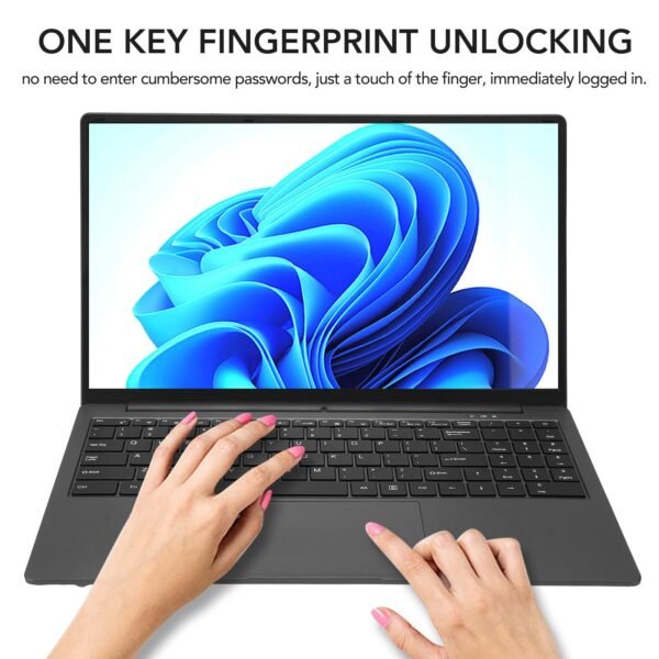 15.6 Inch Laptop, 1920x1080 HD Computer 16GB LPDDR4 2933MHz Running, Lightweight Laptop with Processor N5095 Study Compute Supports 10 11 System (16GB+512GB UK Plug) - Image 2