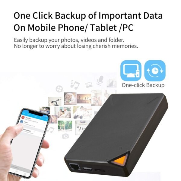 1TB Personal Cloud External Wireless Hard Drive Portable NAS Storage with WiFi Hotspot for Travel, Support Auto-Backup Connect SD Card Reader Share Data for iPhone iPad Tablet Smart Phone Laptop - Image 4
