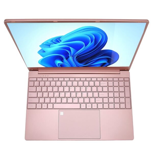 15.6 Inch Laptop, Fingerprint Reader Gaming Laptop Rose Gold Display 12GB RAM 512GB ROM for School (12+512G UK Plug) - Image 9
