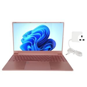 15.6 Inch Laptop, Fingerprint Reader Gaming Laptop Rose Gold Display 12GB RAM 512GB ROM for School (12+512G UK Plug)